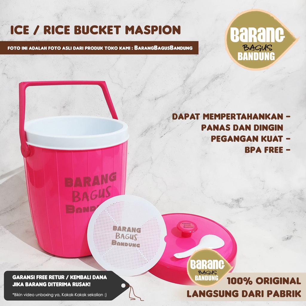 RK (Ukuran Kecil) Ice / Rice Bucket Termos Wadah Es / Nasi Maspion USA + Centong / Cukil
