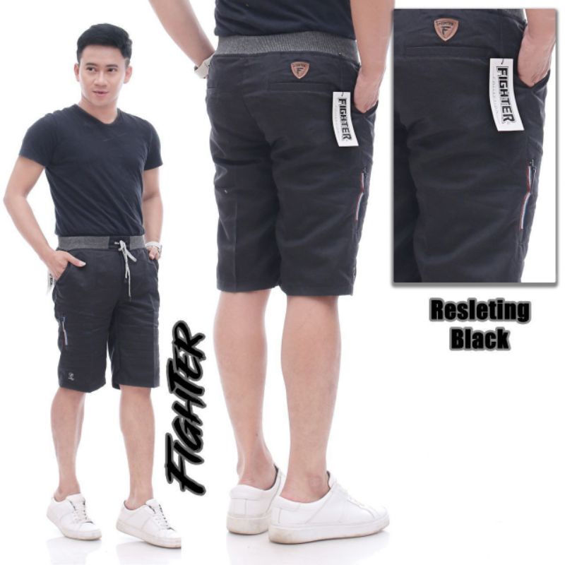 CELANA PENDEK CHINO TIKTOK FIGHTER PINGGANG KARET SIZE  27-38