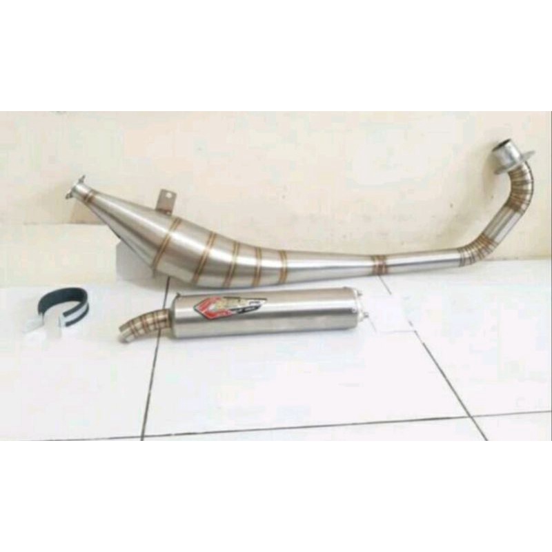 Knalpot Creampie satria 2 tak - knalpot samping satria 2tak Stainless murah- knalpot satria hiu Raci
