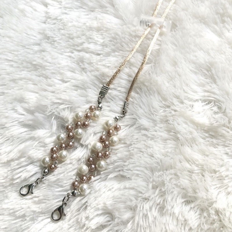 Strap masker / kalung masker tali masker unik murah cantik batu kristal mutiara