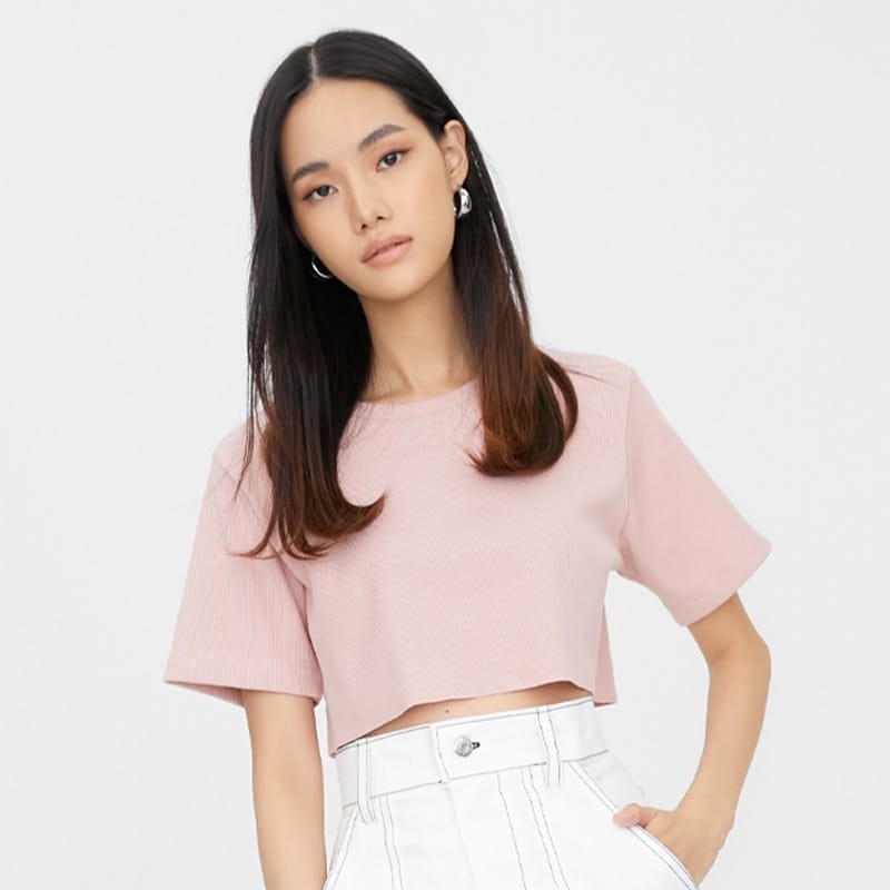 VS - Jumbo Crop RIB - OVERSIZED CROP TOP BAJU KOREA TSHIRT