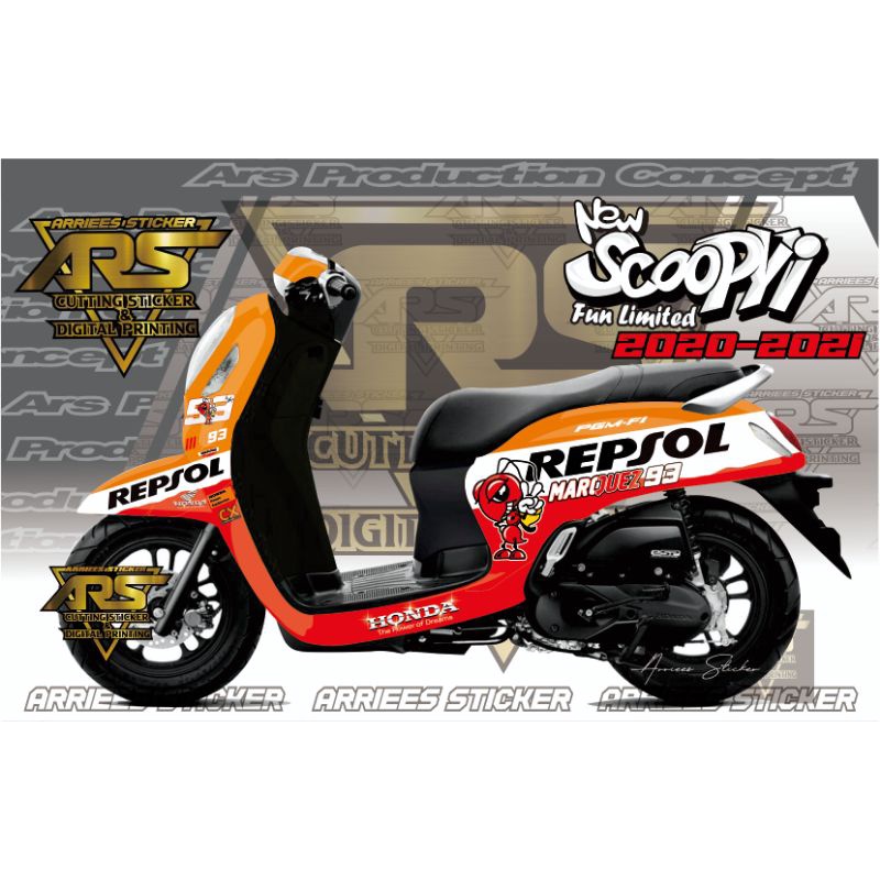 Decal Scoopy Scopi 2020 - 2021 Full Body Motif Marques Repsol