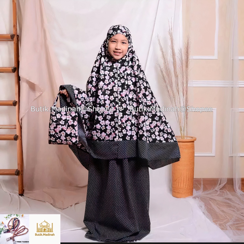 BUTIK.MADINAH MUKENA ANAK SYAZA SAKURA SITI KHADIJAH PASTELEENA DALANOVA