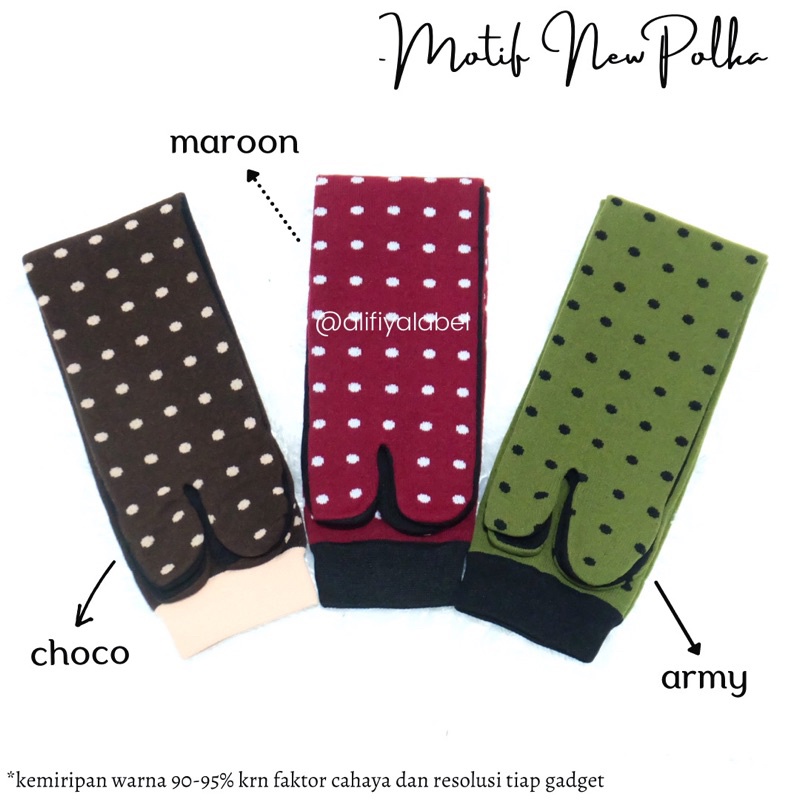 KAOS KAKI JEMPOL MUSLIMAH NILON “Motif New Polka”  by @alifiyalabel