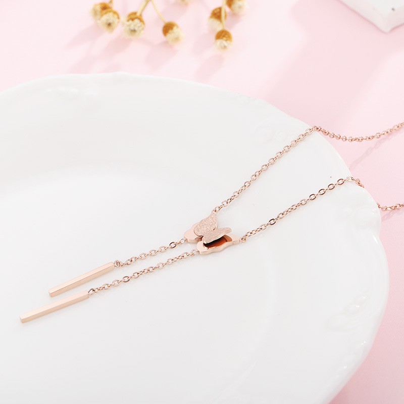 Kalung murah model kupu kupu cantik bahan titanium mini korea hadiah cewek anti karat KK153
