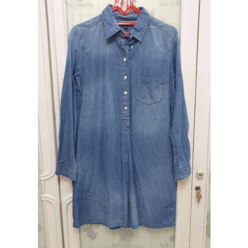 Preloved denim dress wanita Uniqlo