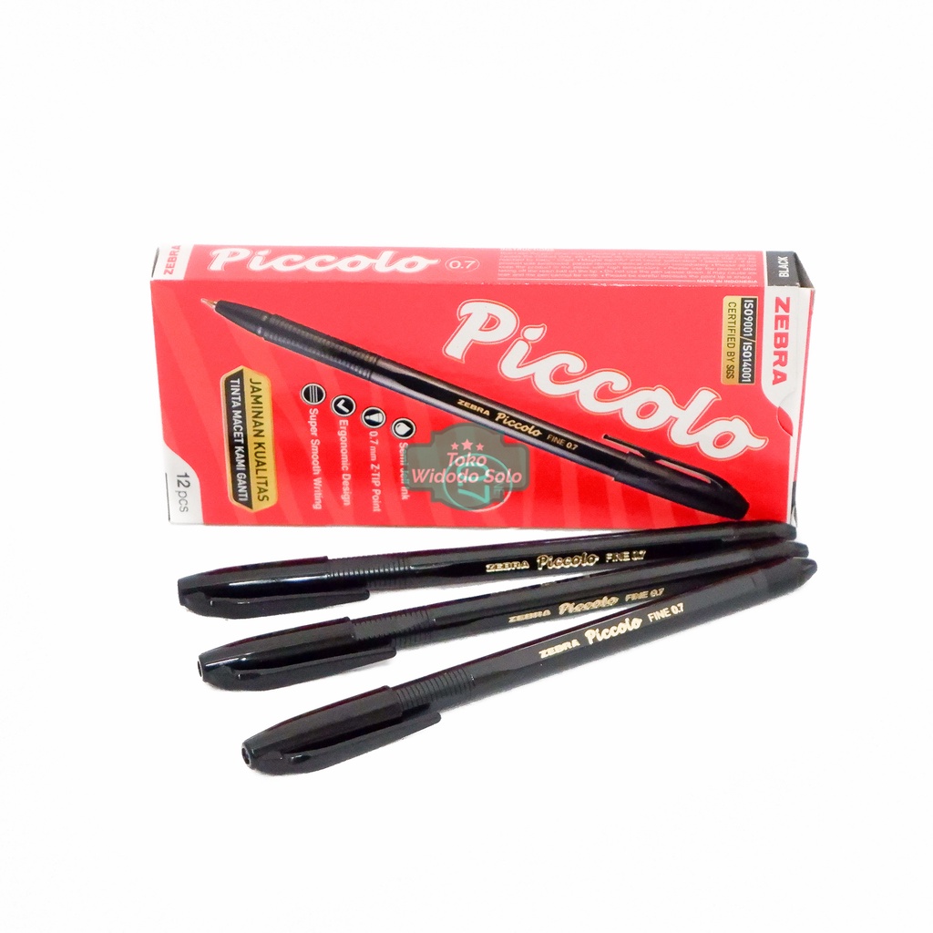 

1 LUSIN Pulpen Zebra Piccolo 0,5mm Hitam Bolpoin Ballpoint - 1 Pack Isi 12 Buah