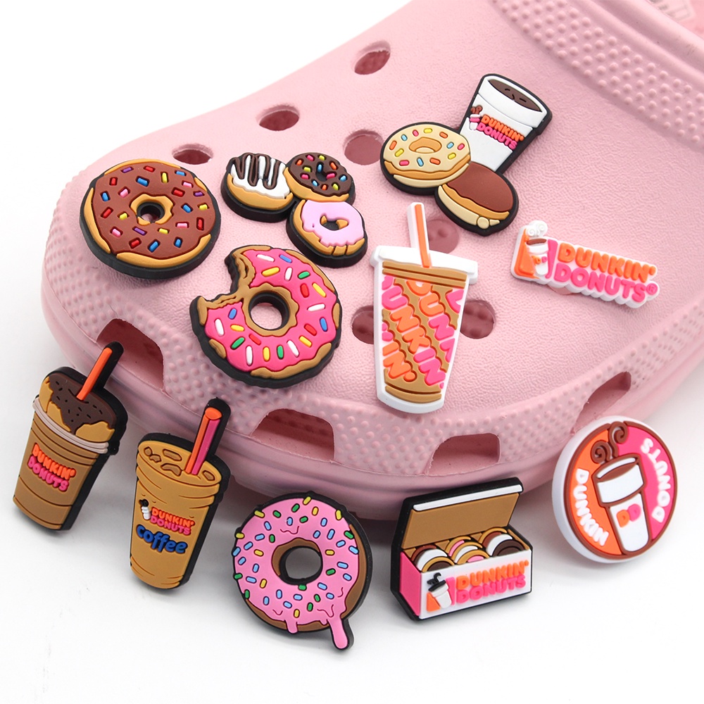 New Hot Bentuk donat Jibbitz shoe charms Bahan DIY untuk menghias sepatu Crocs Pin Lubang Sepatu sandal decorate accessories