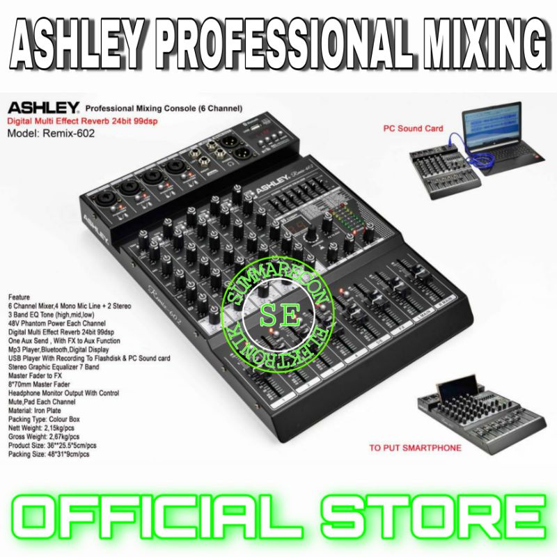 mixer ashley 6 channel original ashley remix 602 usb bluetooth recording