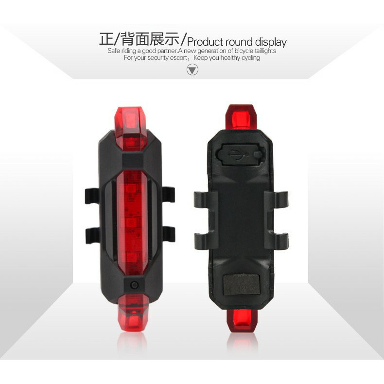 Rechargeable LED Bicycle Taillight Waterproof 4 Modes Bike Cycling Rear Safety Warning Lamp