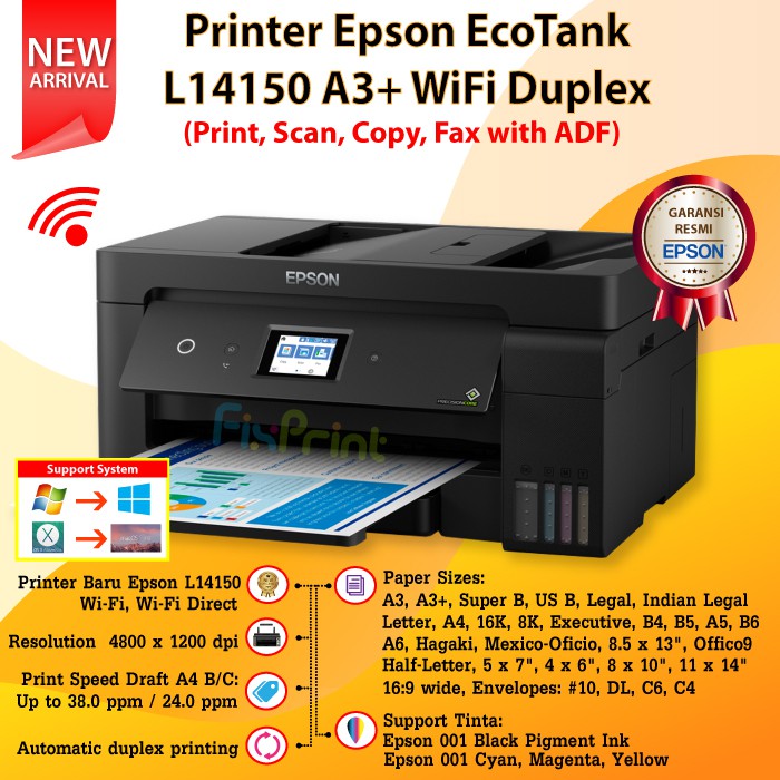 Printer Epson EcoTank L14150 A3+ Wi-Fi Duplex Wide-Format All-In-One Ink Tank New