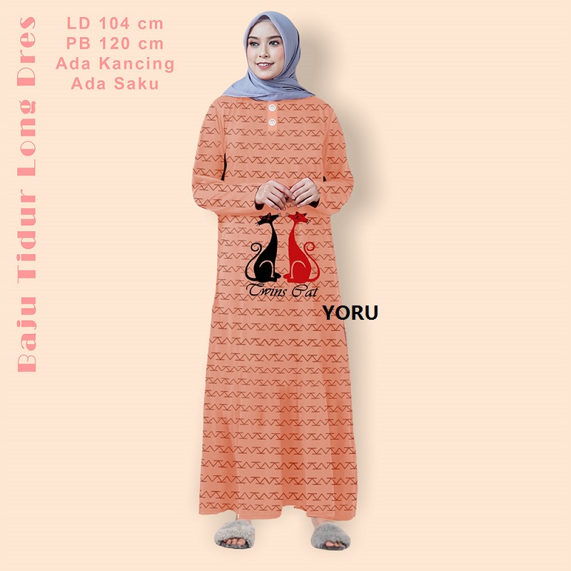 Pamelo Baju Tidur Daster Panjang Wanita Busui Kancing Baju Terusan Long Dress Muslimah Terusan Gamis Baju Tidur Muslim