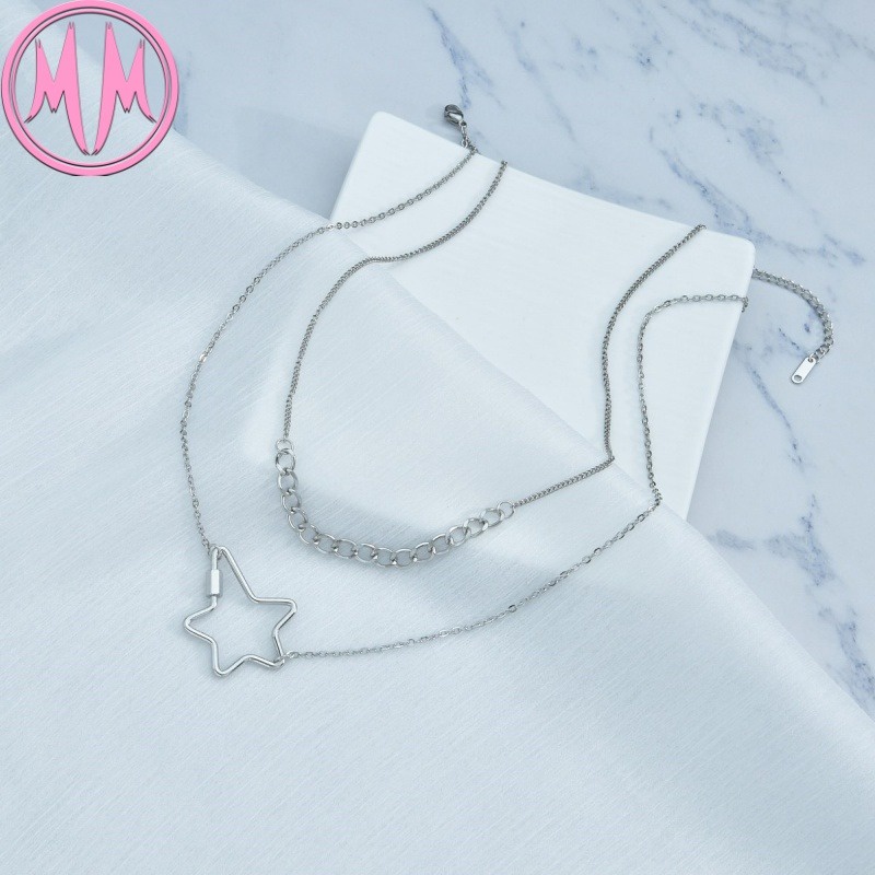 MORYMOSHI N1304 Kalung Star 2 Lapis Wanita Titanium Stainless Anti Karat Anti Luntur Fashion Korea