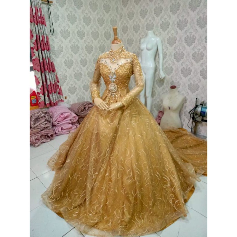 GAUN PENGANTIN GOLD MURAAH