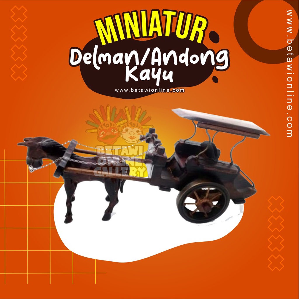 Miniatur Delman / Andong / Pedati Kayu 37 x 23 x 14