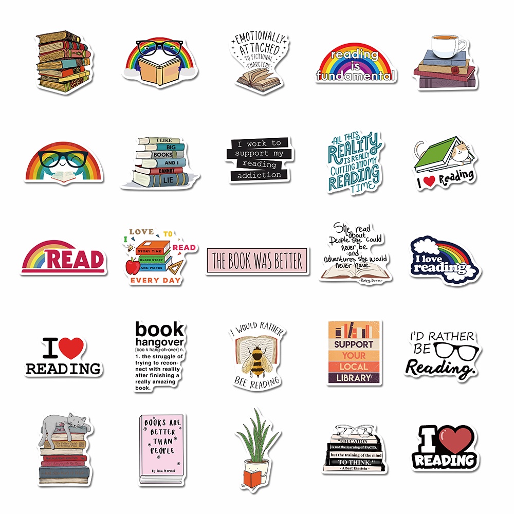 50pcs reading literary stickers personalized decoration hand account stickers box computer waterproof stickers