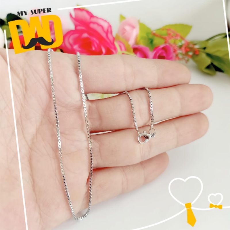 Kalung titanium silver/stainless milano pria/wanita 45cm