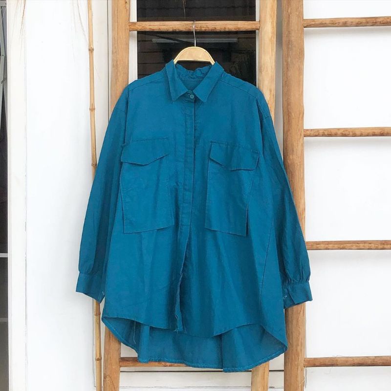 BEFAST - ZFS OOTD Kemeja Oversize JESICA / LINEN POCKET TUTUP OVERSIZE SHIRT / Pakaian Oversize Kemeja Wanita / Kemeja Casual Wanita / Fashion Wanita Kerja/Kampus / Kemeja Jumbo Polos Formal / Outfit Cewe Kue Kekinian 2022 / Terlaris / Kemeja Best Seller