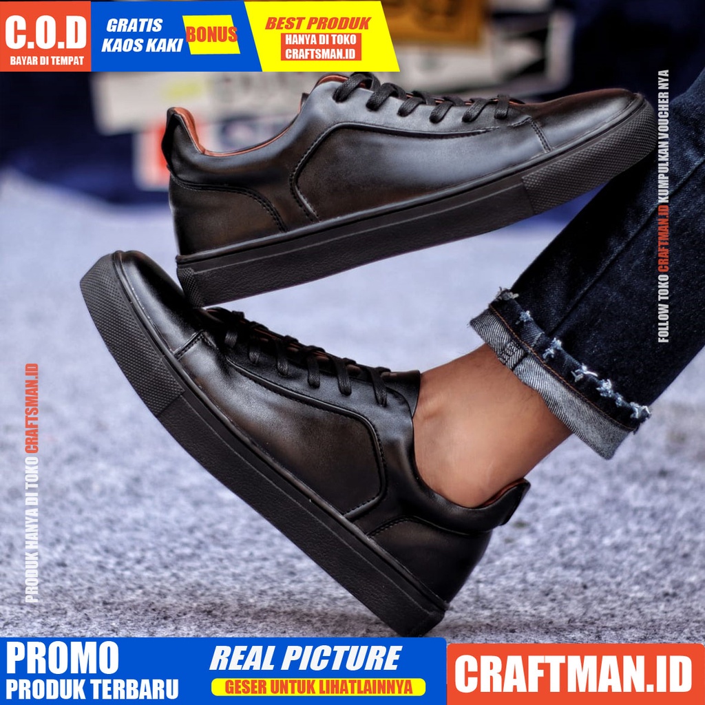 CRAFTS X KNOT Sepatu Kasual Pria Sepatu Pria Casual Kulit Pu Sepatu Casual Pria Cowo/Cowok Ori Sneaker Sepatu Kerja Kantor Kondangan Keren