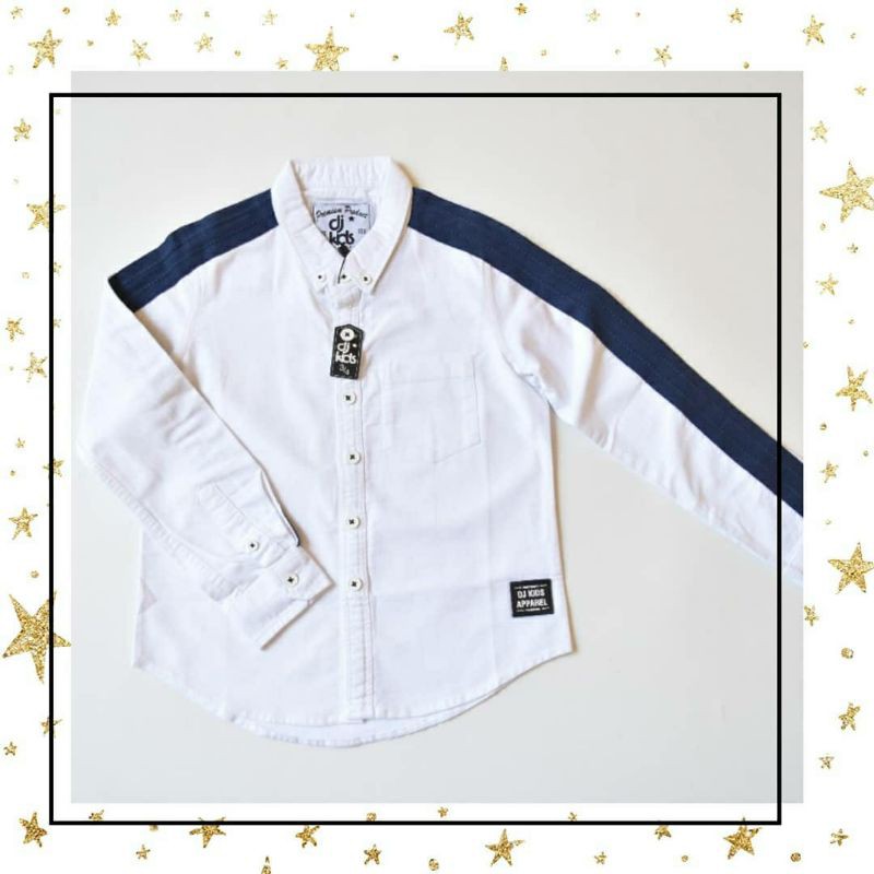KEMEJA ANAK DJ KIDS LENGAN PANJANG / BAJU ANAK LAKI LAKI  / KEMEJA PUTIH ANAK LAKI LAKI [ PUTIH ]