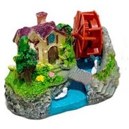 hiasan aquarium rumah kincir mini, hiasan aquarium rumah kincir kecil, rumah kincir aquarium, dekora