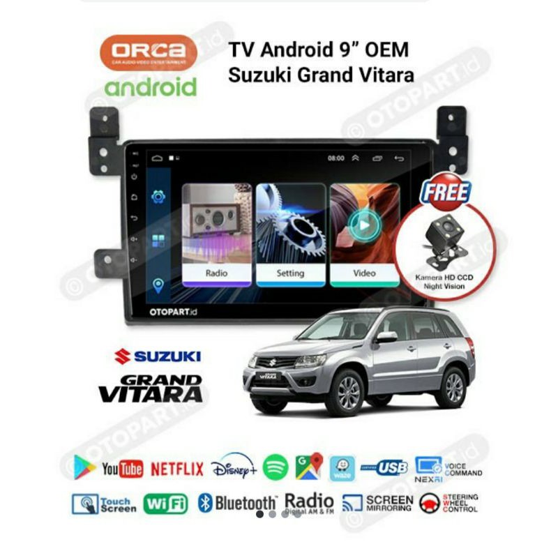 Head unit oem vitara - tv android suzuki vitara orca - tv android orca adr9988 9 inch