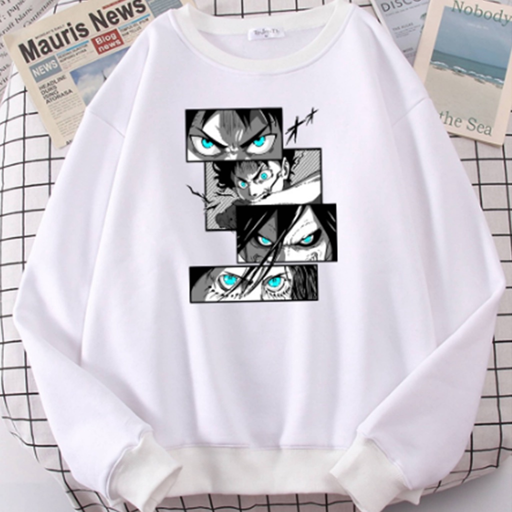 Crewneck Hero Anime Attack On Titan Cn Animasi Karakter Kartun Jepang Pria Wanita Crewnek Putih Cart