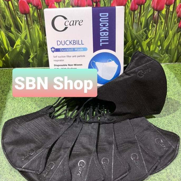 C CARE DUCKBILL 3 ply isi 50 pcs/MASKER CCARE DUCKBILL/MASKER DUCKBILL - Hitam Grs Embos