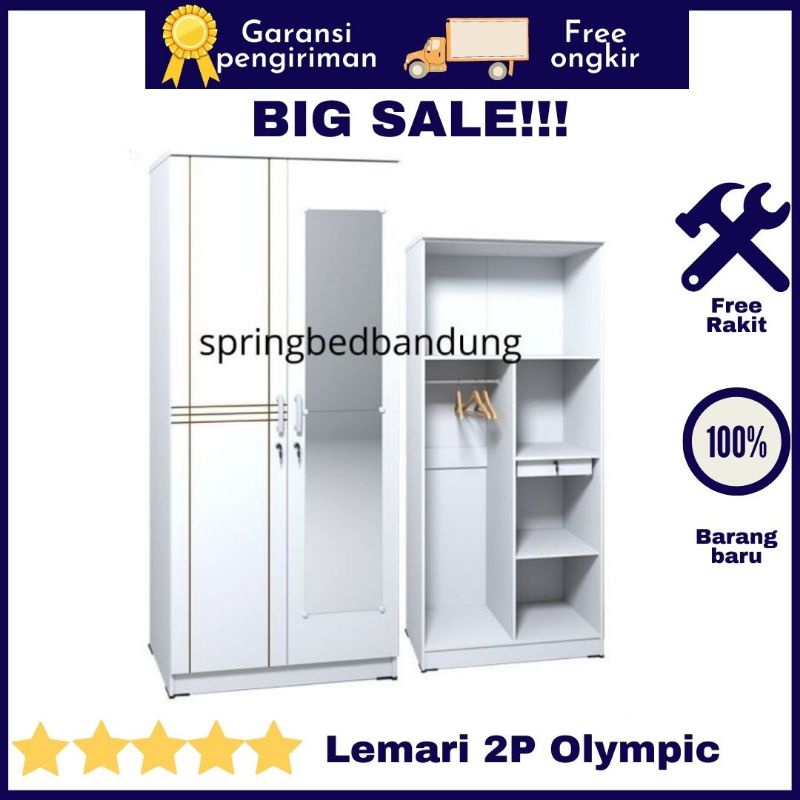 Lemari 2 pintu kaca panjang mewah Bandung Cimahi Garut Tasikmalaya Sumedang Cianjur Purwakarta