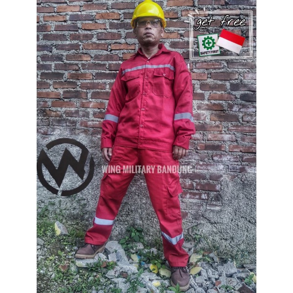 Setelan Wearpack Safety / 1 Set Kemeja Atasan dan Celana Safety / Seragam Proyek Wearpack Terbaik