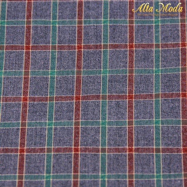 

Alta Moda Cotton Shirting Abu Tua Kotak-Kotak Garis Hijau Maroon (1M)