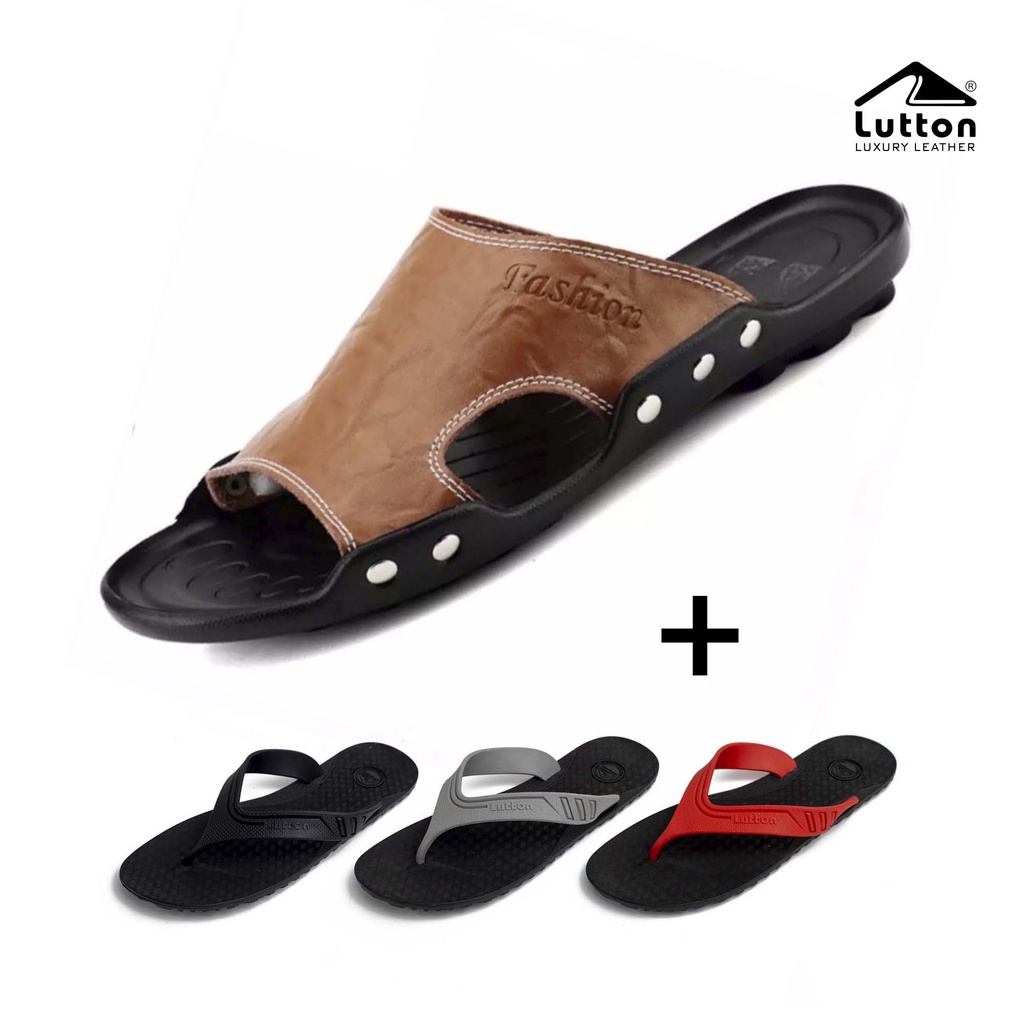 LUTTON - sandal slop kulit pria - SANDAL SLOP PRIA LT02