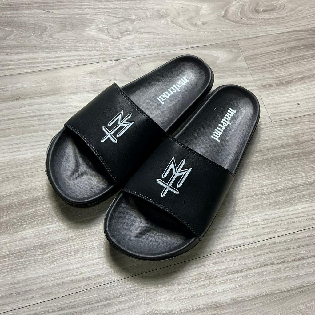 SANDAL SLIDE SLOP SLIPPER UNISEX ORIGINAL NOTBADCLUB spesial SERIES OF SPICTURAM DARK art BLACK WHITE| SENDAL HITAM PRIA WANITA