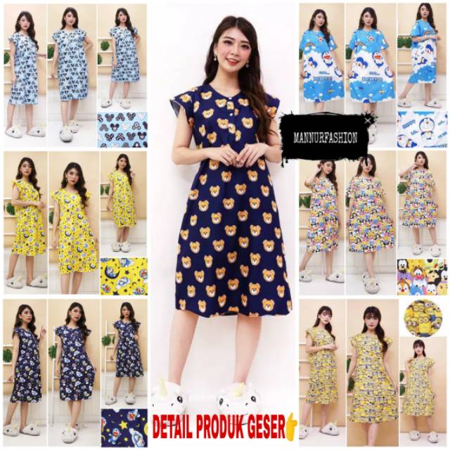 DASTER KARAKTER lengan pendek motif campur leher BUSUI DASTER KARAKTER lengan pendek motif campur leher BUSUI