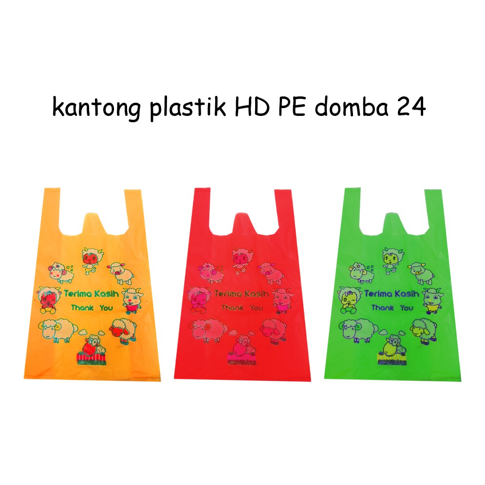 KANTONG PLASTIK / KRESEK HD PE MOTIF DOMBA LUCU [24 cm]