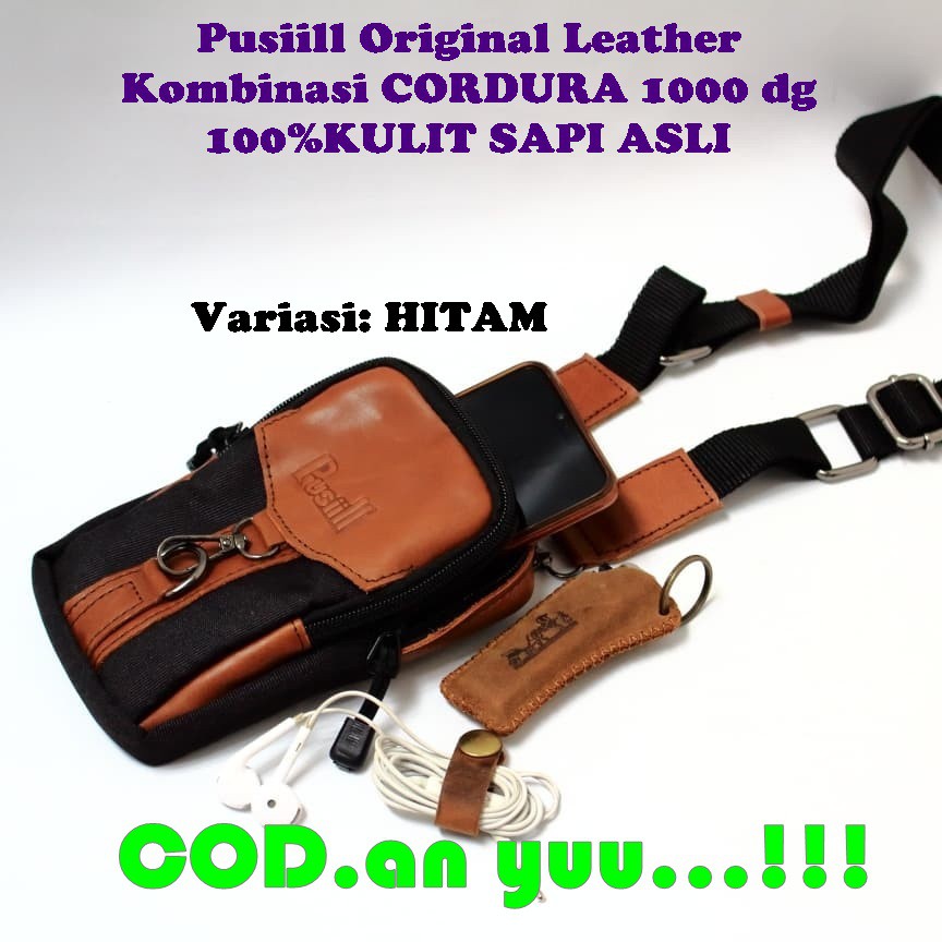 tas selempang pria kulit asli pinggang waistbag sling bag bahu dada slempang cowok murah waist bag s