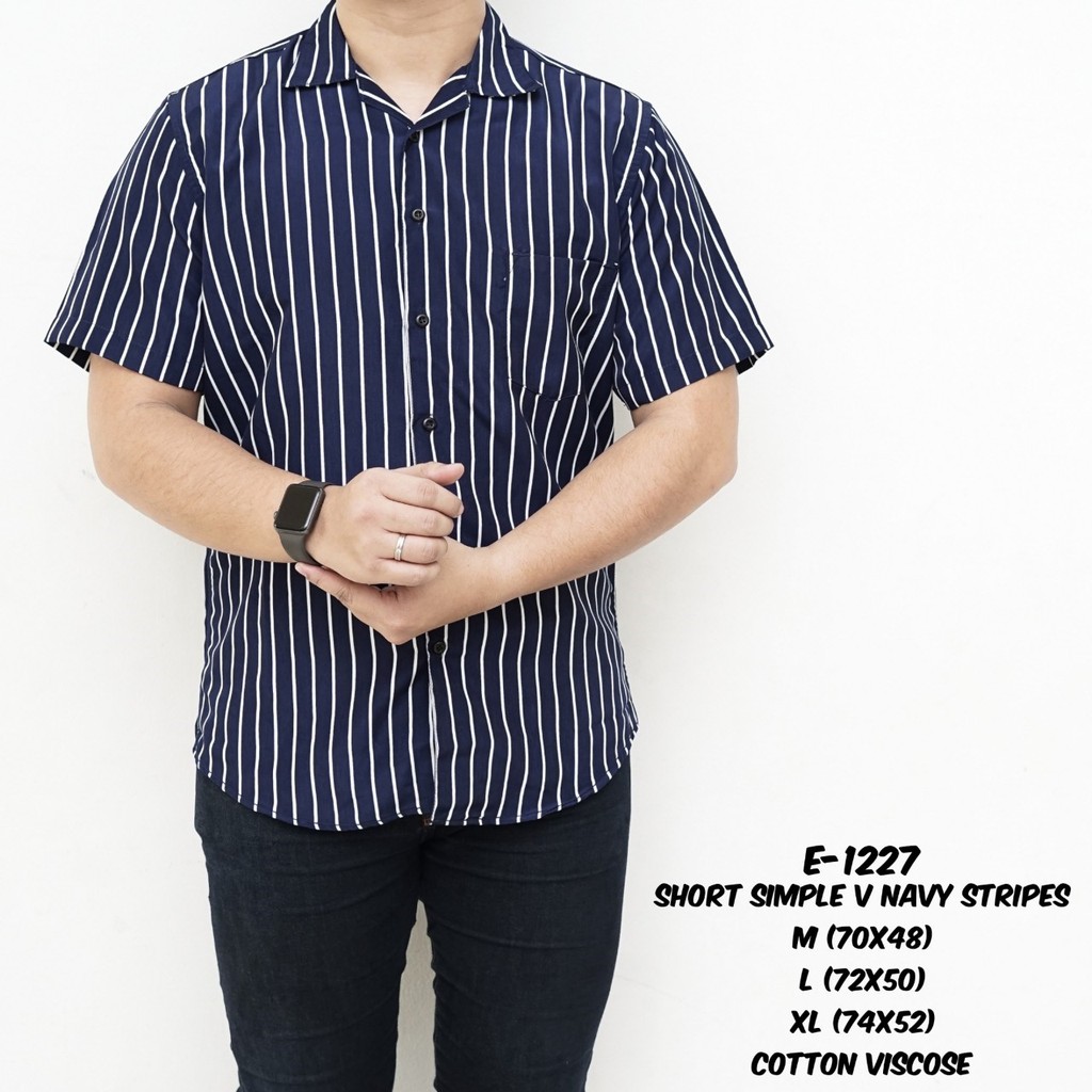 BAJU PRIA/COWOK KEMEJA SALUR GARIS STRIPE BELANG PREMIUM SLIMFIT LENGAN/TANGAN PANJANG/PENDEK A