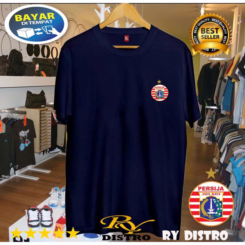 PROMO COD... Kaos Lengan Pendek Persija Logo Samping Suporter / Kaos Pria / Kaos Polos