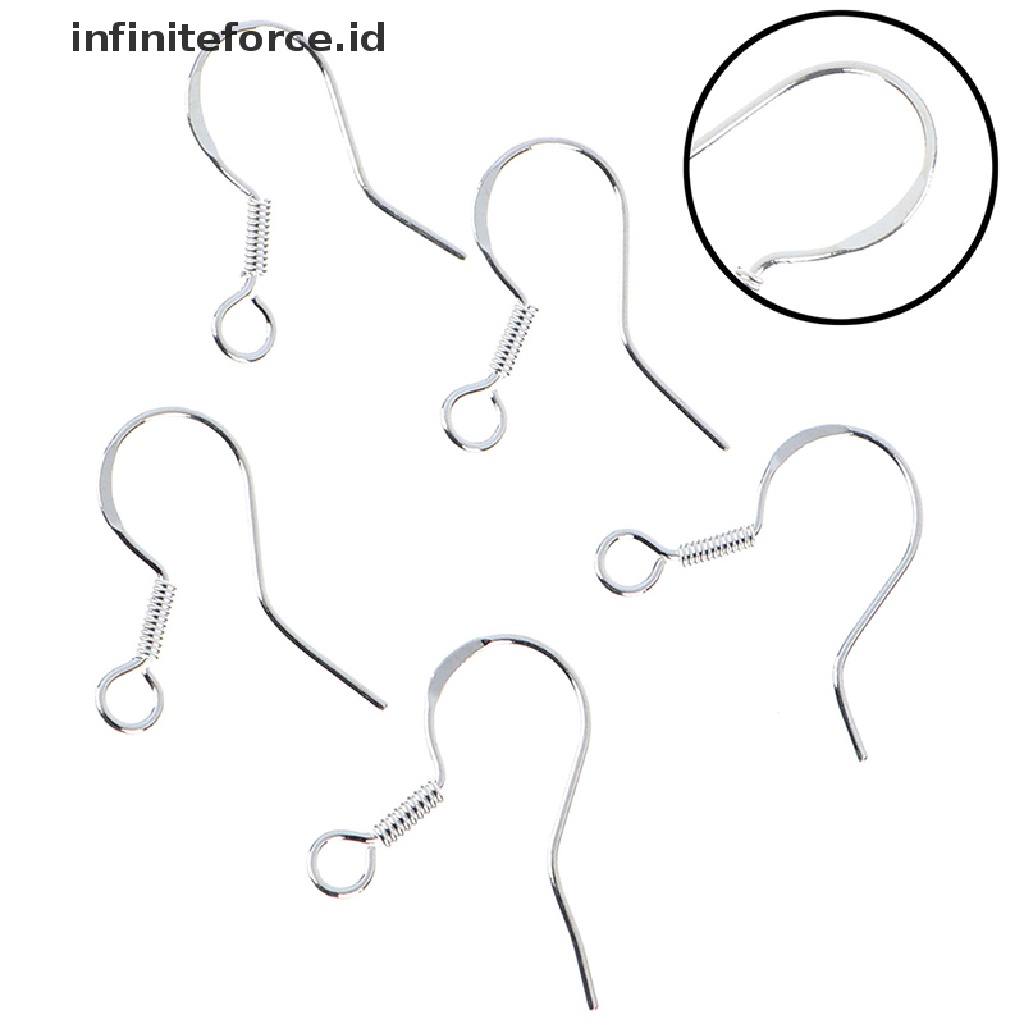 (Infiniteforce.Id) 50pcs / set Anting Kait Gantung Sterling Silver 925 Desain Bola Untuk Wanita