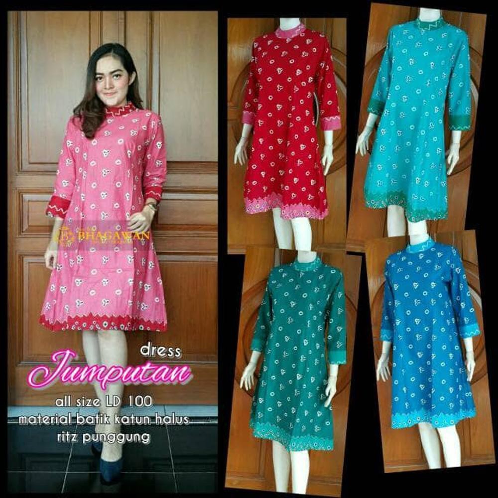 Dress Batik Bahan Katun Motif Jumputan Warna Pink Shopee Indonesia