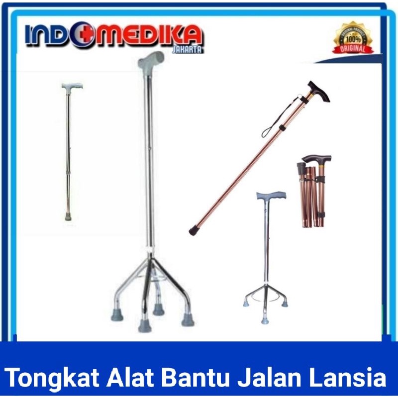 (Original) Alat bantu Jalan kaki 4 / Tongkat bantu jalan / Tongkat kaki 4 / tongkat Lipat / tongkat