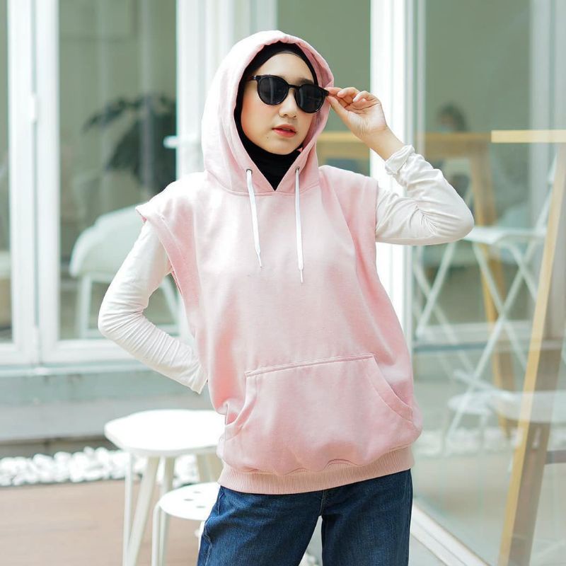 Sweater Wanita Polos Rompi Hoodie