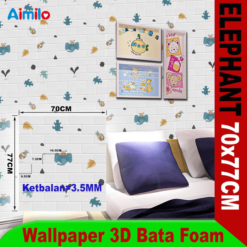 (Aimilo)  Wallpaper Dinding 3D Foam Motif Batu Bata Dekorasi Dinding Kamar Murah Ukuran 70 x 77 CM-3.5MM AiBK3-9