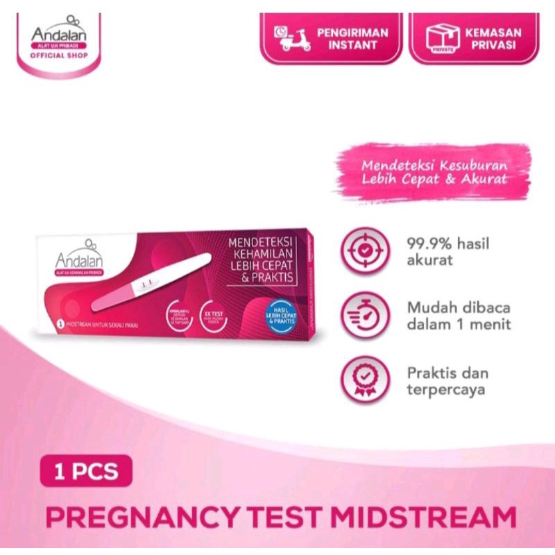 Testpack Test pack Tes hamil test kehamilan Andalan Pregnancy Test Midstream alat uji kehamilan pribadi Testpack Tespek Test kehamilan instan