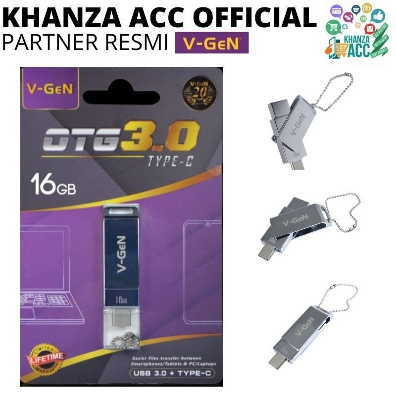 KHANZAACC VGEN Dual USB OTG 16GB Flashdrive 3.0 Type C