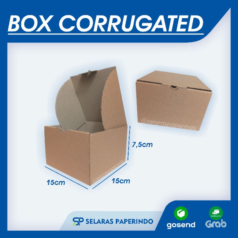 

ISI 20pcs | BOX CORRUGATED 15x15x7,5 cm - DUS COKLAT - BOX KADO - BOX CAKE 15x15cm