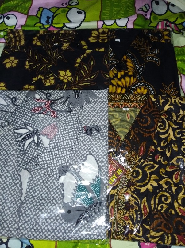 Kemeja Batik Pria Lengan Pendek Batik Size M L Xl Xxl  Bswart Hrb026 Kenongo Hem Panjang Padi