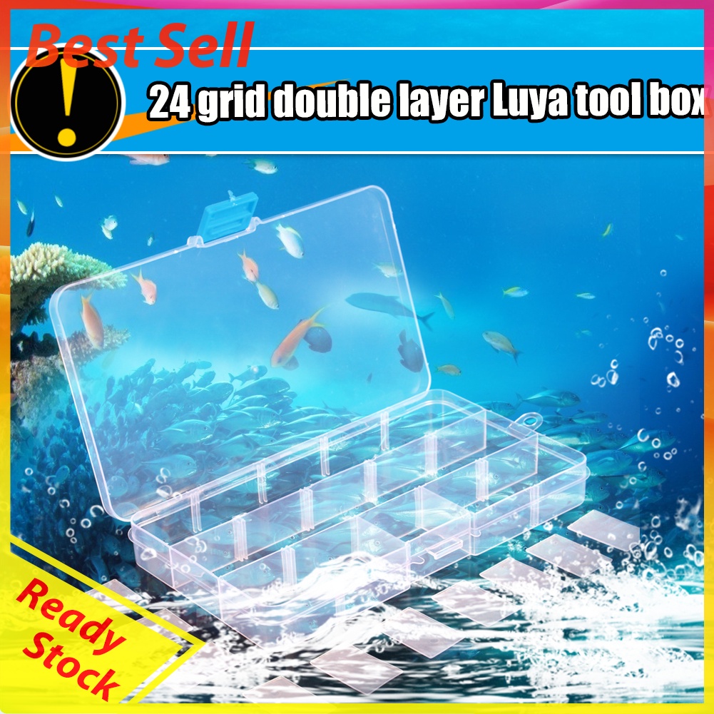 Double Layer Plastic Bait Lure Sorting Box Fishing Tackle Case Organizer