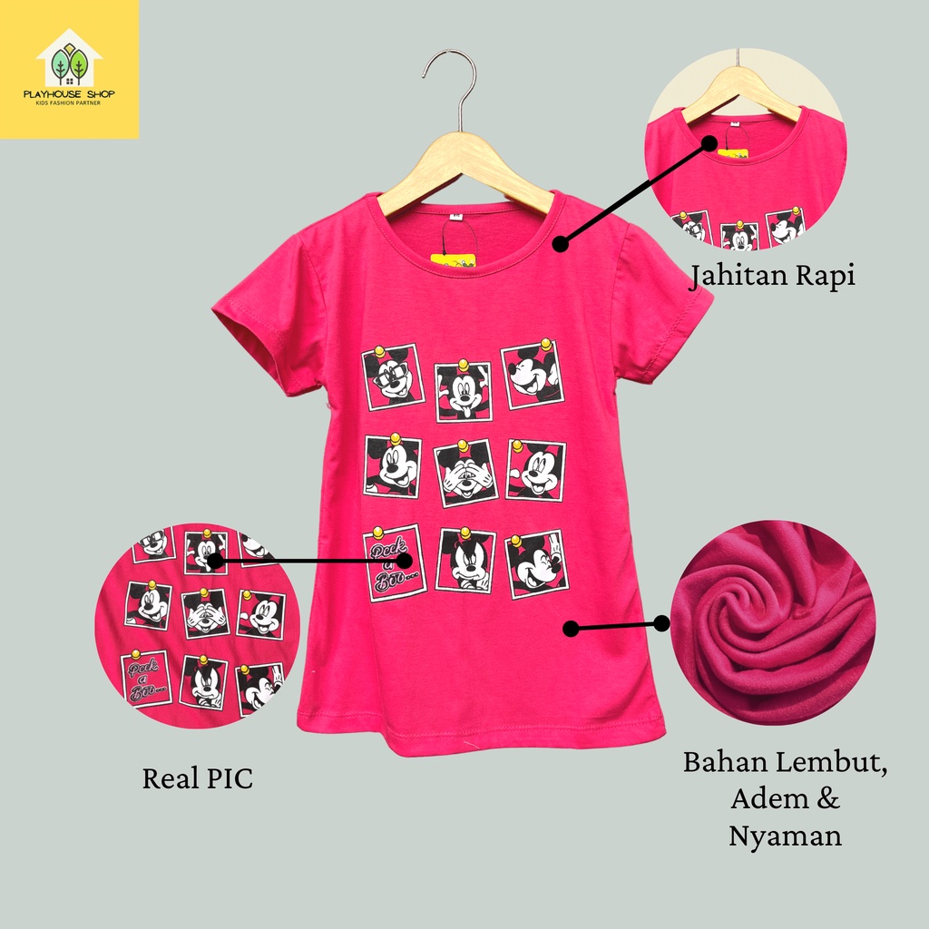 Atasan Baju Anak Perempuan Kaos Oblong Anak Cewek Umur 1-12 Tahun