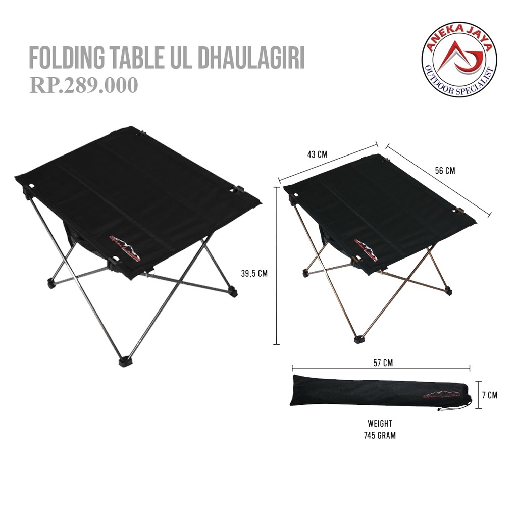 Folding Table UL Silver DH |  meja lipat camping ultralight outdoor traveling fishing